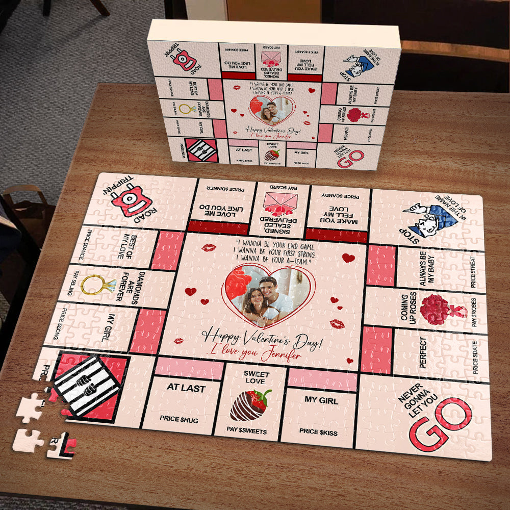 Never Gonna Let You Go, Personalized Jigsaw Puzzle, Valentine's Day Gift - Wood Sign - GoDuckee