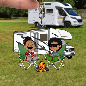 Personalized Gifts For Camping Couple Keychain, Keys To Happy Camper 03qhtn110125pa - Keychains - GoDuckee