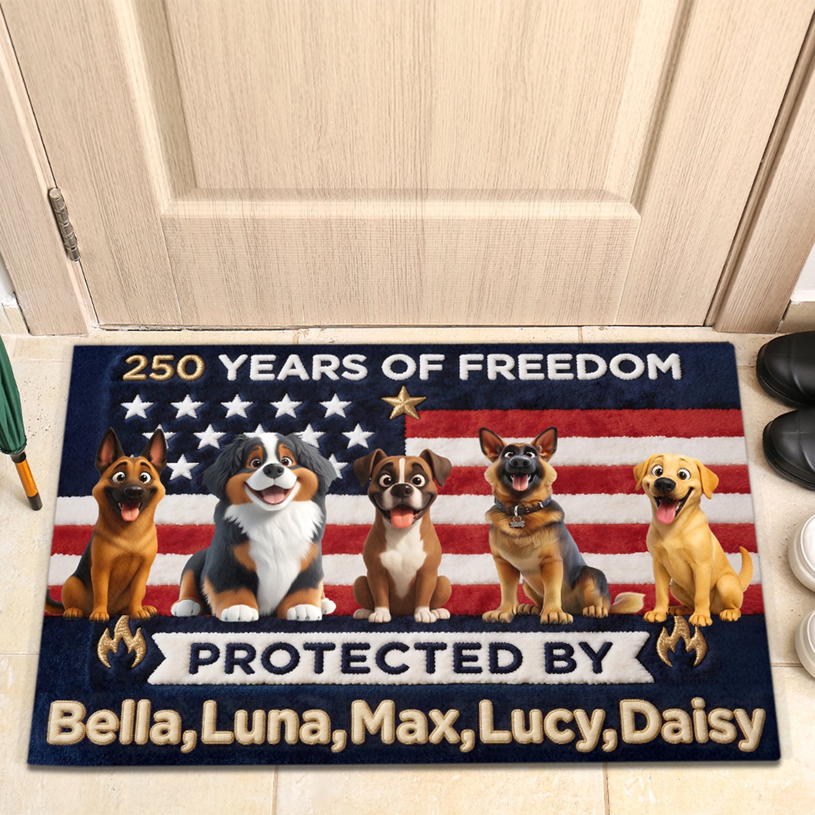 Brave Dogs Doormat - Celebrated America 250th Anniversary - Personalized Gifts For Dog Lovers 02naqn270326 - Doormat - GoDuckee