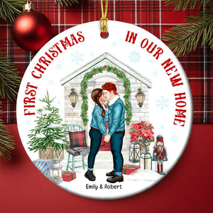 Couple Our First Christmas In Our New Home, Personalized Ceramic Ornament, Gift For Him/Her - Ornament - GoDuckee