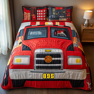 Fire Truck Quilt Bedding Set - Personalized Gifts For Firefighter 03tgmg170725 - Blanket - GoDuckee