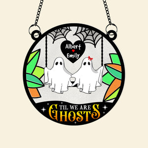 Personalized Gifts For Couple Suncatcher Hanging Ornament, Ghost Couple On Swing 02NAQN050824 - Ornament - GoDuckee