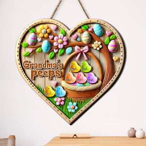 Personalized Gift For Grandmas 2 Layers Wood Sign Adorable Chick Easter Basket 03TGLU050225 - Wood Sign - GoDuckee