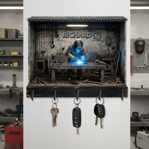 Welder Garage Wood Key Hanger – Personalized Gifts For Welder 02toqn191225 - Wood Sign - GoDuckee