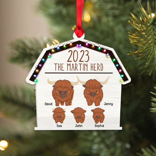 Highland Cattle Series Christmas Tree Pendant - Holiday & Party Decorations  - Acrylic Flat Ornaments - Car Keychains