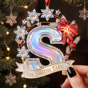 Snowflake Alphabet Acrylic Ornament - Personalized Christmas Gifts For Family 02pata100826 - Ornament - GoDuckee