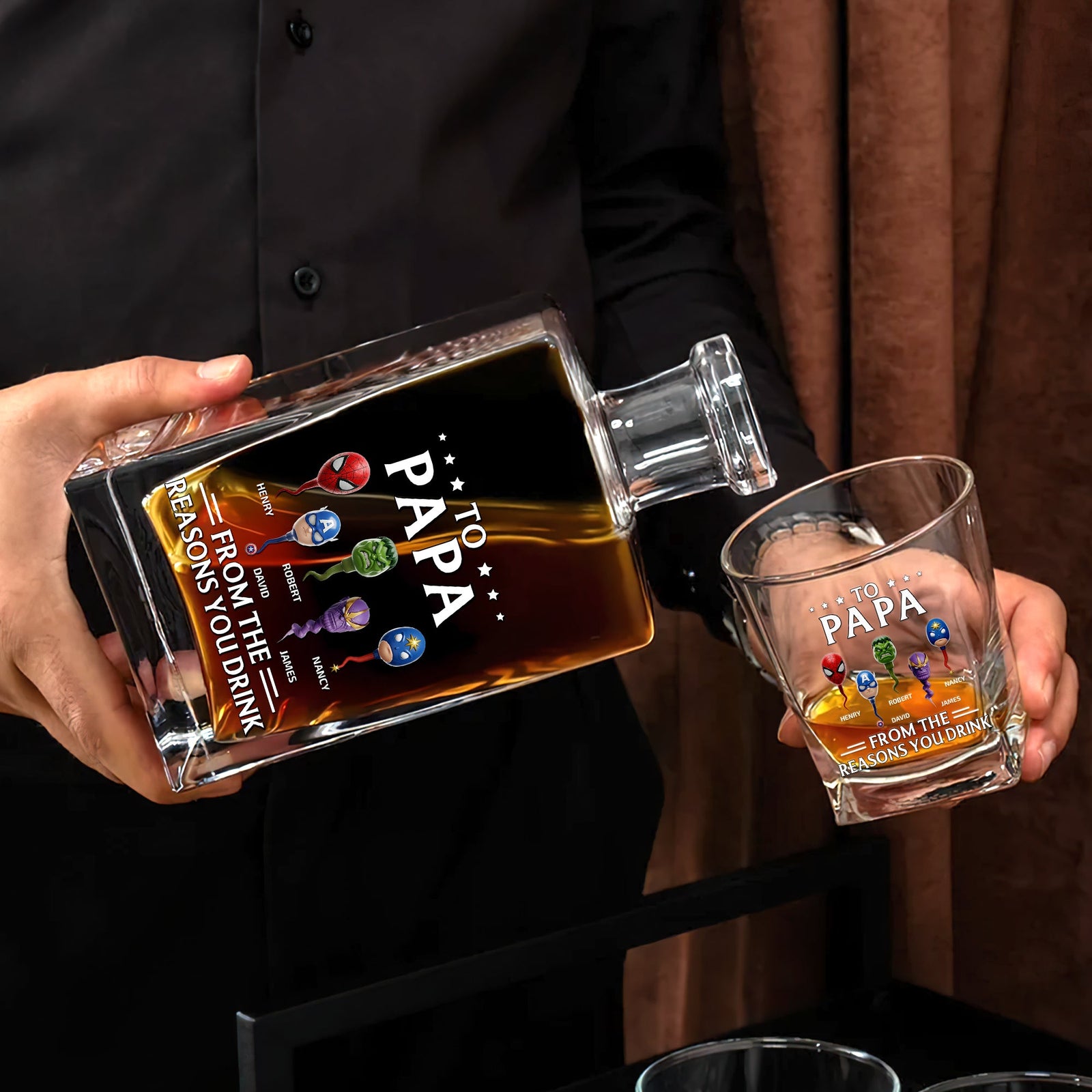 Super Sperm Whiskey Decanter Set Personalized Gifts For Dad 04OHDT220525 - Whiskey Bottle - GoDuckee