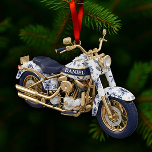 Motorcycle Toile de Jouy Christmas Ornament Personalized Gifts for Bikers 05PGLU061025 - Ornament - GoDuckee