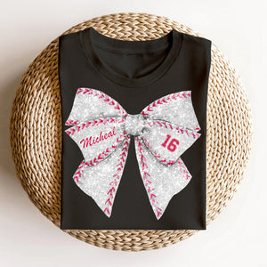 Personalized Gifts For Baseball Lovers, Pink Coquette Bow Glitter Shirt 02ACDT170924 - Shirts - GoDuckee