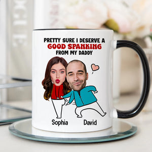 I Love Spanking Your Bouncy Butt, Funny Custom Couple Face Accent Mug, Gift For Couple, Valentine's Gifts - Coffee Mug - GoDuckee