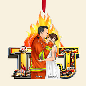 Personalized Gifts For Firefighter Couple Acrylic Ornament Alphabet Letter 06xqqn281024tm - Ornament - GoDuckee