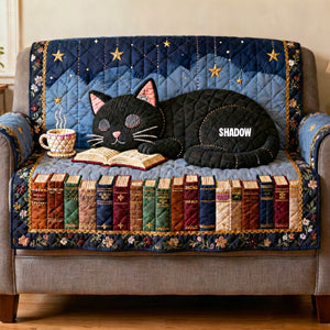 Black Cat Quilted Sofa Cover Personalized Gifts For Book Lovers 02natn240126 - Sofa Cover - GoDuckee