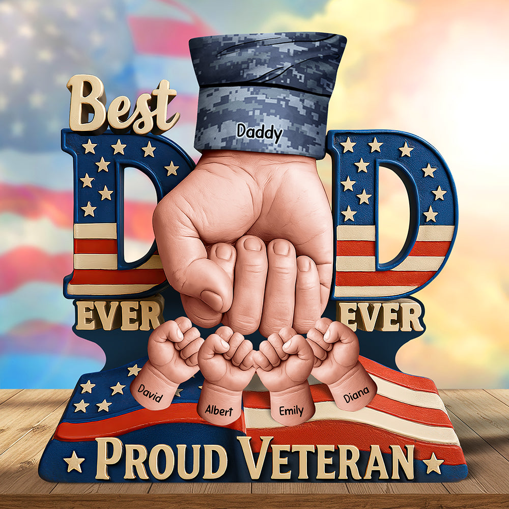 Proud Veteran Dad Acrylic Plaque - Personalized Gifts For Father 04HUQN080525 - Shaped Plaques - GoDuckee