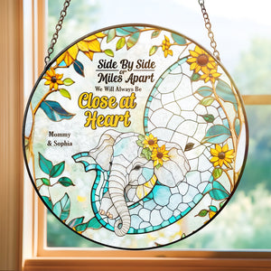 Personalized Gift For Mom Stained Glass, Mom & Baby Elephant Embracing With Trunk 02qhdt080325 - Ornament - GoDuckee