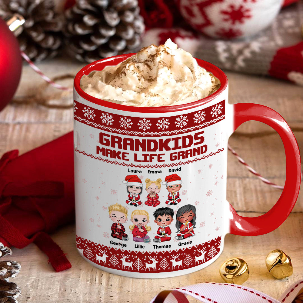 Grandkids Make Life Grand, Personalized Accent Mug, Cute Grandkids Coffee Mug, Gift For Grandma - Coffee Mug - GoDuckee