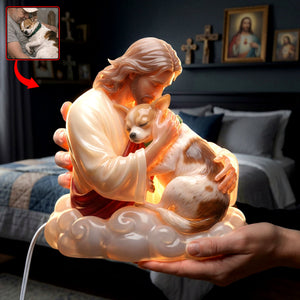 Peaceful Dog In Jesus Arm Light Box - Custom Photo Gifts For Pet Owners 03qhqn270326 - Light Box - GoDuckee