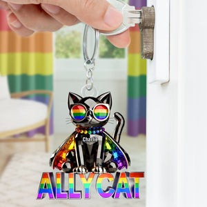 Ally Cat Keychain Personalized Gifts For LGBT+ Pride 08TGDT280525 - Keychains - GoDuckee