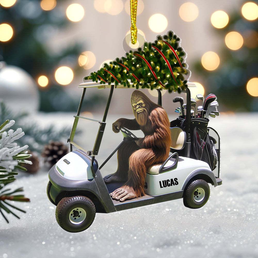 Personalized Gifts For Golfer Christmas Ornament, Bigfoot Riding Golf Cart 04QHTN240924 - Ornament - GoDuckee