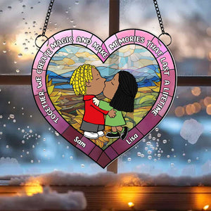 Personalized Gifts For Couple Suncatcher Ornament Kissing Couple 05KAMH101224HG - Ornament - GoDuckee