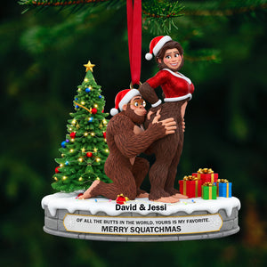 Playful Bigfoot Couple Ornament - Personalized Christmas Gift For Couples 01OHLU160925 - Ornament - GoDuckee