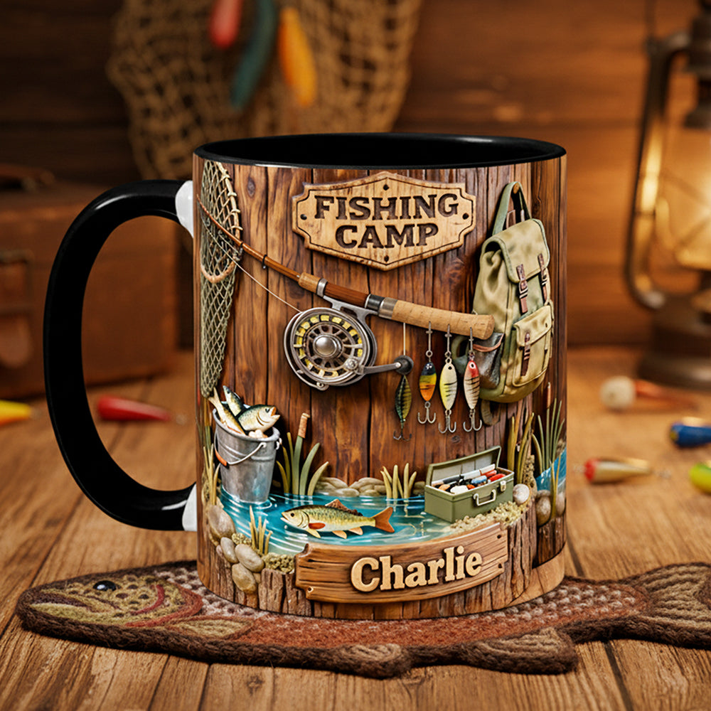 Fishing Camp Coffee Accent Mug - Personalized Gifts For Fishing Lovers 03pata090126 - Coffee Mug - GoDuckee