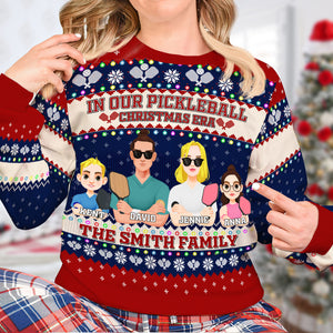 Personalized Gifts For Family Lover Pickleball Ugly Sweatshirt Christmas 01XQLU191024PA - Ugly Christmas Sweater - GoDuckee