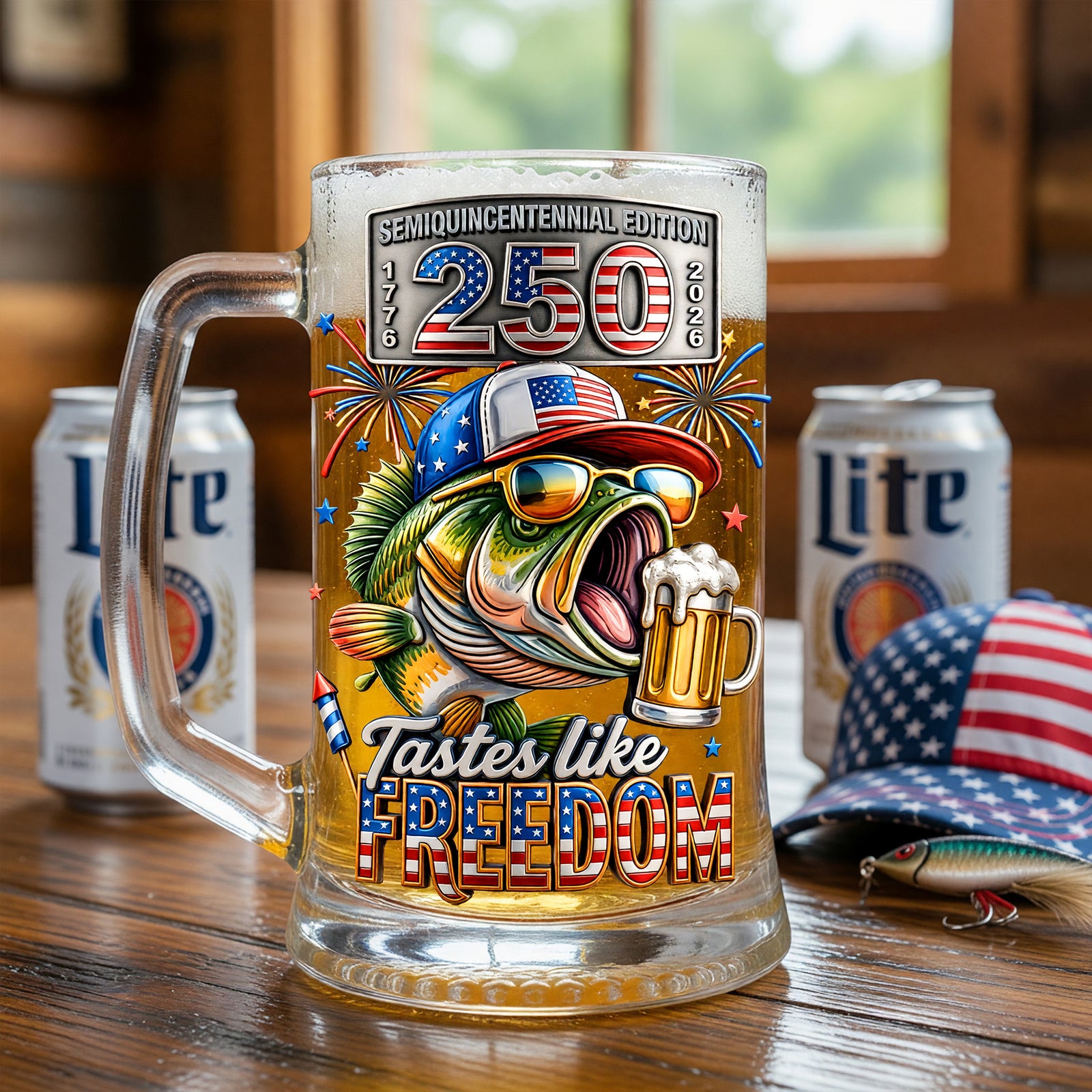 Badass Fish Freedom Party Beer Glass - Personalized Gifts For Fishing Lovers 06QHQN050626 - Beer Glasses - GoDuckee