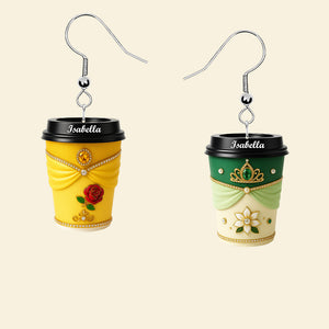 Coffee Princess Earrings - Personalized Gifts For Her 03pgmg150725 - Earrings - GoDuckee