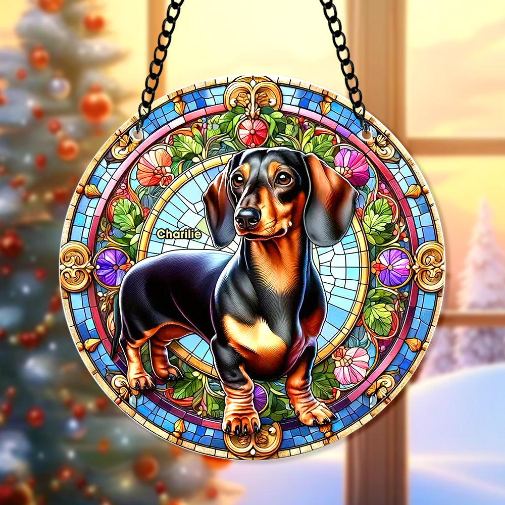 Personalized Gifts For Christmas Suncatcher Ornament 59ACQN240824 Dachshund Dog - Ornament - GoDuckee