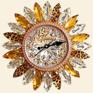 Sunflower Family Acrylic Hanging Wall Clock – Personalized Gifts For Grandma 02naqn221225 - Hanging Wall Clock - GoDuckee