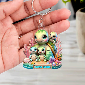 Personalized Gifts For Mom Keychain Mommy Turtle 01qhtn180425 - Keychains - GoDuckee