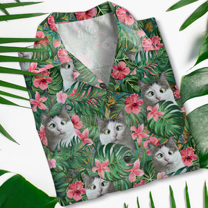 Custom Cat Photo Hawaiian Shirt -Gift For Cat Lover - Hawaiian Shirts - GoDuckee