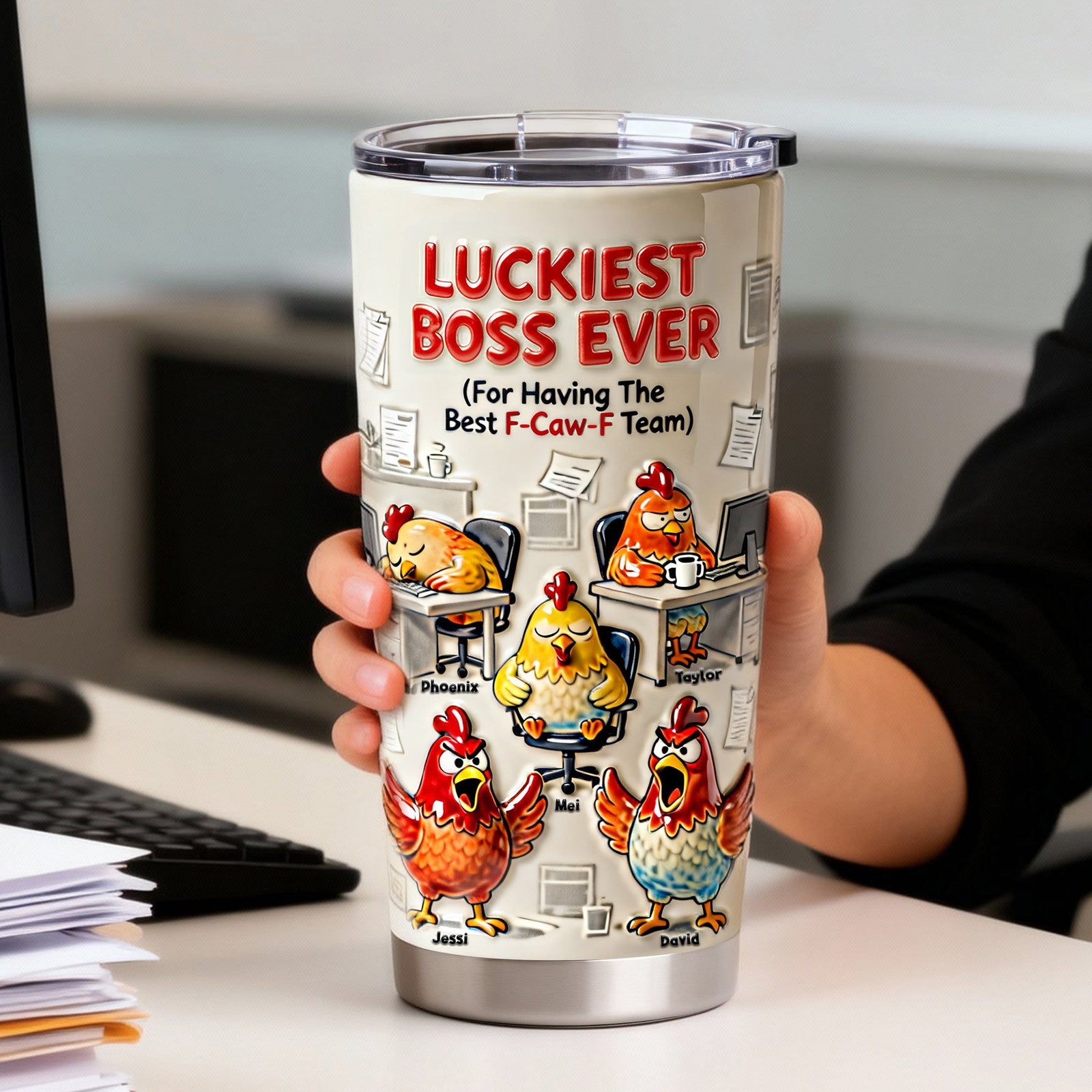 Boss Chicken Office Tumbler - Personalized Gifts For Boss 05nalu291225 - Tumbler Cup - GoDuckee