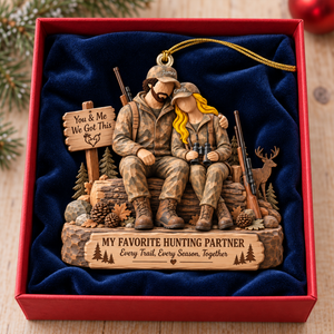 Hunting Partner Wood Effect Ornament - Personalized Gifts For Hunting Couple 02qhqn191026 - Ornament - GoDuckee