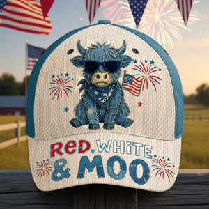 Freedom Highland Cow Classic Cap Personalized 4th of July Gifts 03NADT030625 - Caps - GoDuckee