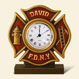 Firefighter Desk Clock Plaque - Personalized Gifts For Firefighter 02toqn280525 - Clock Plaques - GoDuckee