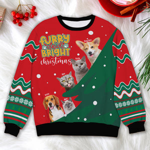 Custom Photo Gift For Pet Lover, Furry And Bright Christmas Ugly Sweater 03TOLU111024 - Ugly Christmas Sweater - GoDuckee