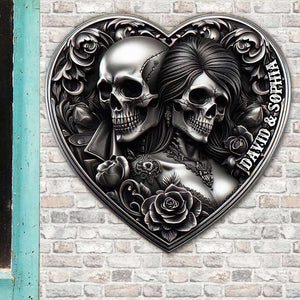 Personalized Gifts For Couple Metal Sign Skull Couple 01OHDT171224 - Metal Signs - GoDuckee