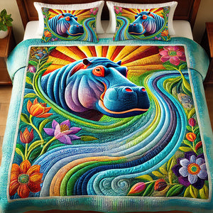 Gifts For Highland Hippo Lovers Quilt Bedding Set Special Line 04xqqn140125 - Blanket - GoDuckee