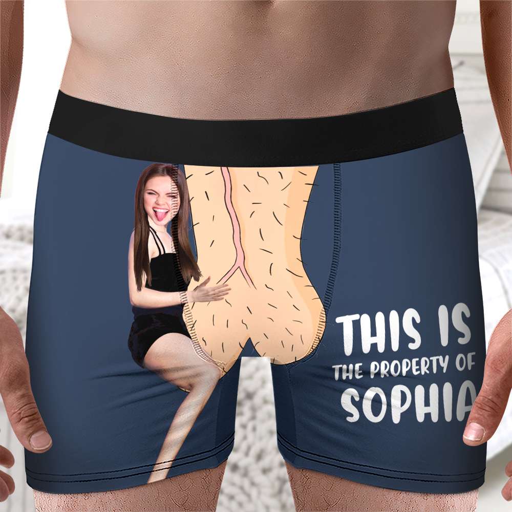 Custom Photo Gift For Couple Men's Boxer This Is The Property - Boxers & Briefs - GoDuckee