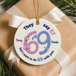 Personalized Gifts For Couple Christmas Round Ceramic Ornament 01humg191125 - Ornament - GoDuckee