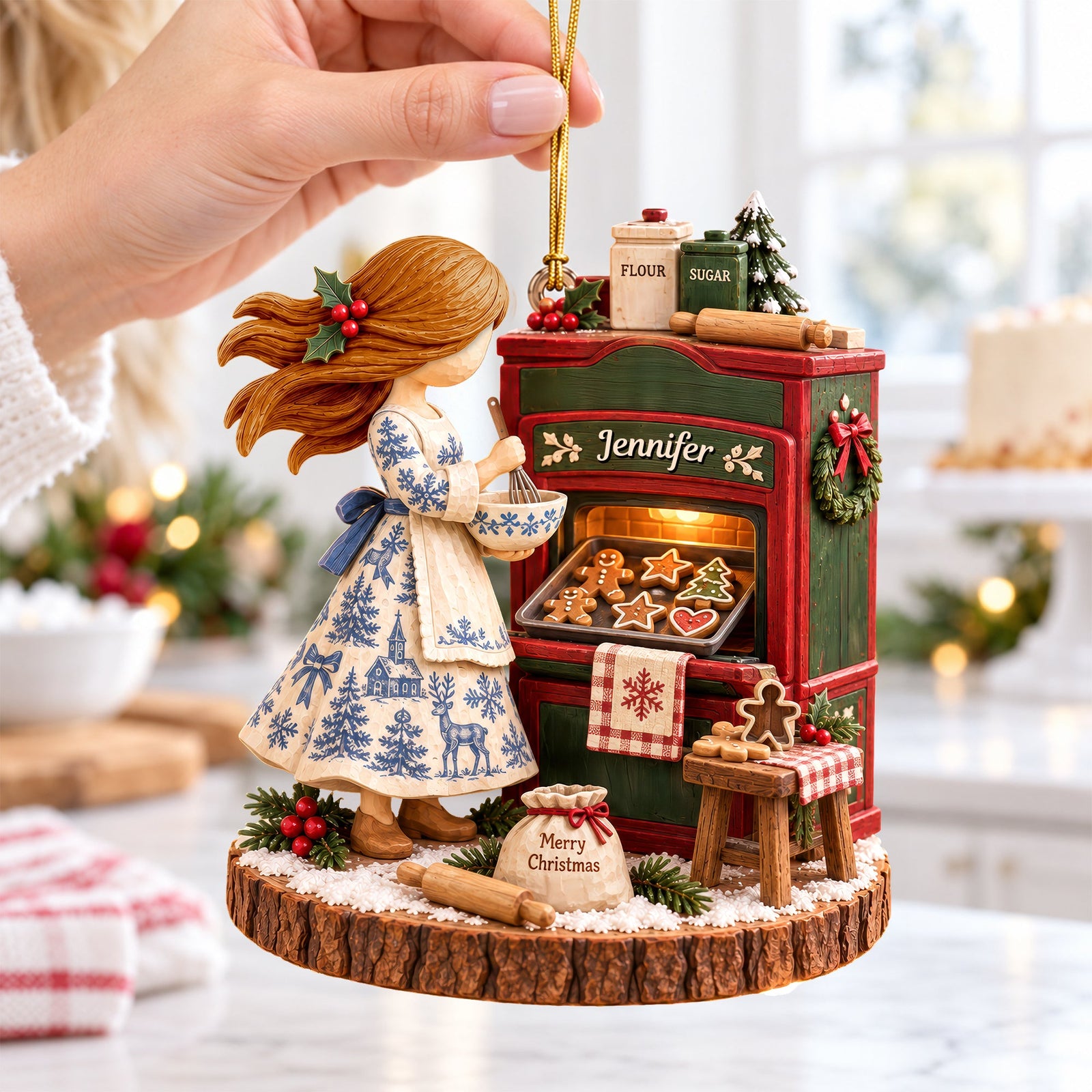Toile De Jouy Baking Girl Christmas Ornament - Personalized Gifts For Bakers 03paqn031026 - Ornament - GoDuckee