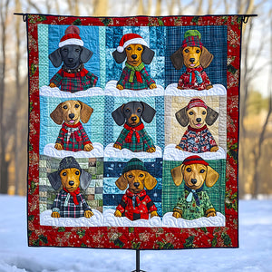 Dachshund Dog Christmas Quilt Bed Set Gifts For Dog Lovers 05HUDT041124 - Blanket - GoDuckee