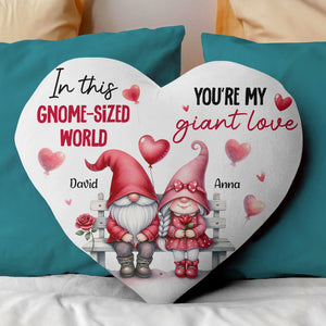 You're My Giant Love, Personalized Gnome Couple Heart-Shaped Pillow, Gift For Couple, Valentine's Gifts - Pillow - GoDuckee