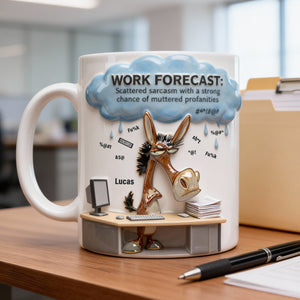 Attitude Donkey Office Worker Work Forecast, Personalized Gifts For Coworker 05qhtn230126 - Coffee Mug - GoDuckee