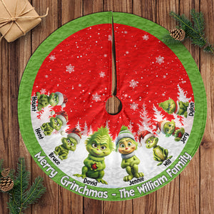 Personalized Gifts For Family, Green Monsters Quilted Tree Skirt 01OHLU251124 - Tree Skirt - GoDuckee