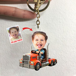 Custom Photo Gifts For Kid Keychain Kid Trucker 01OHDT091224 - Keychains - GoDuckee