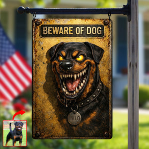 Beware Of Dog Print Metal Sign - Custom Photo Gifts For Dog Lover Metal Sign 01TGQN040326 - Metal Signs - GoDuckee