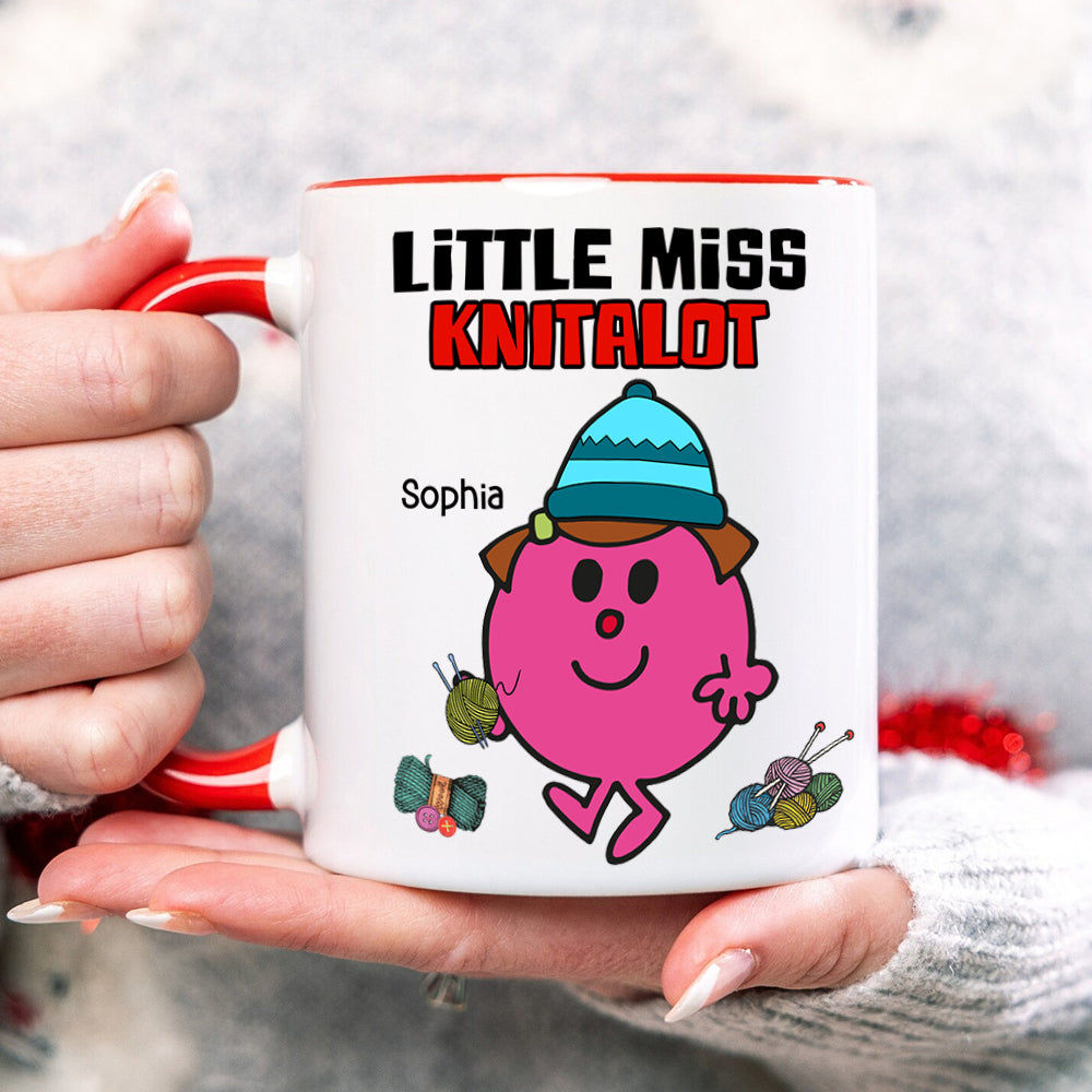 Personalized Gifts For Kitting Lovers Red Accent Mug 02hutn250724pa Cute Little Girl Knitting - Coffee Mug - GoDuckee