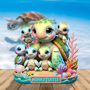 Personalized Gifts For Mom Acrylic Plaque, Cute Turtle 03QHTN030425 - Shaped Plaques - GoDuckee